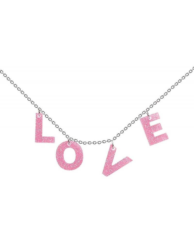 Love Heart Choker Necklace Colors Love Letter Pendant Necklace Charm Jewelry Valentines Day Gift for Women Girls Girlfriend P...