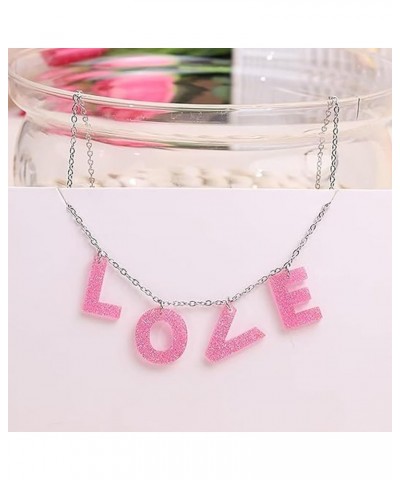 Love Heart Choker Necklace Colors Love Letter Pendant Necklace Charm Jewelry Valentines Day Gift for Women Girls Girlfriend P...