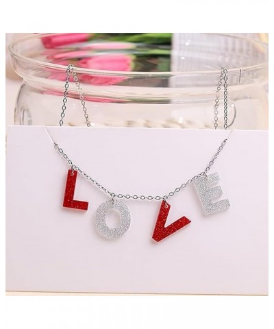 Love Heart Choker Necklace Colors Love Letter Pendant Necklace Charm Jewelry Valentines Day Gift for Women Girls Girlfriend P...