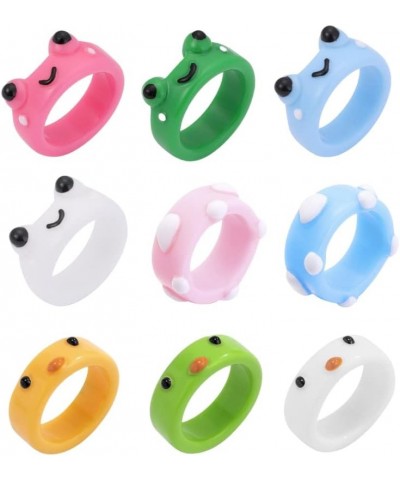 4PCS Frog Chick Resin Rings Cute Animal Acrylic Rings Set Funny Chunky Knuckle Ring Friendship Gift for Teen Girls C-9PCS $7....