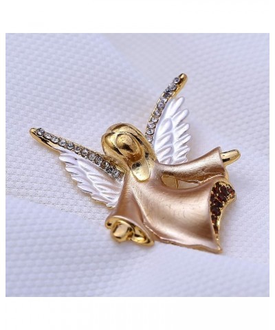 Women Crystal Angel Brooch Pin Coffee - Angel - F02 $10.38 Brooches & Pins