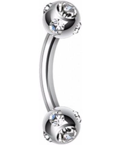 Aurora Gem Ball WildKlass Curved Barbell Eyebrow Ring 14 GA, 10mm, 5mm ball size, Clear $8.31 Body Jewelry