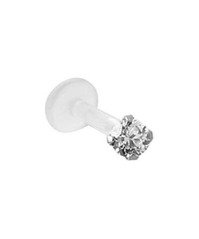 925 Sterling Silver Labret Nose Ring Stud Bioflex Post 3/16, 1/4, 9/32, 5/16, 3/8 2.5mm CZ 16G or 18G 16G - Red - 3/8" Labret...