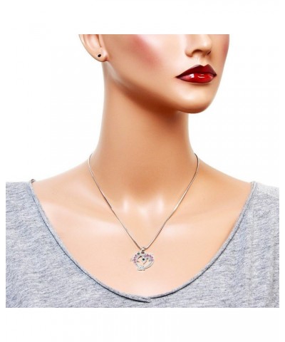 Dolphin Pendant Necklace Rhinestone Crystal Rhodium High Polished Style 11 - Pink $8.63 Necklaces