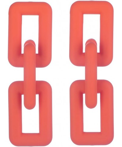 Orange Geometric Rectangle Chunky Chain Link Earrings for Women Girls Lightweight Trendy Jewelry Orange $7.64 Earrings