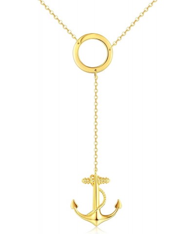 Anchor Necklace 925 Sterling Silver Anchor Y Necklace 14k Gold Plated Anchor Pendant Nautical Jewelry Gifts for Her Women Gir...