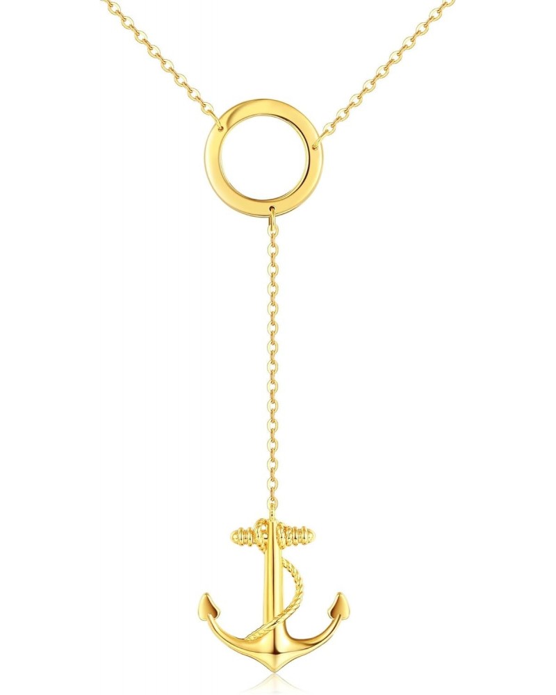 Anchor Necklace 925 Sterling Silver Anchor Y Necklace 14k Gold Plated Anchor Pendant Nautical Jewelry Gifts for Her Women Gir...