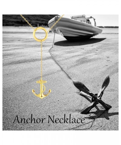 Anchor Necklace 925 Sterling Silver Anchor Y Necklace 14k Gold Plated Anchor Pendant Nautical Jewelry Gifts for Her Women Gir...