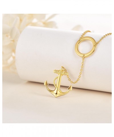 Anchor Necklace 925 Sterling Silver Anchor Y Necklace 14k Gold Plated Anchor Pendant Nautical Jewelry Gifts for Her Women Gir...