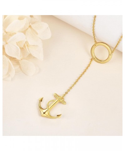 Anchor Necklace 925 Sterling Silver Anchor Y Necklace 14k Gold Plated Anchor Pendant Nautical Jewelry Gifts for Her Women Gir...