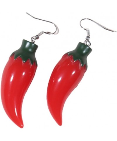 Red Chili Hot Pepper Drop Earrings Funny Resin Simulation Vegetable Food Dangle Earring Hot Spicy Capsicum Statement Earring ...