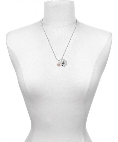 Silvertone Mini Pink Softball or Baseball - Silvertone Script Initial Disc - Charm Necklace, 20"+3 Initial G $15.51 Necklaces