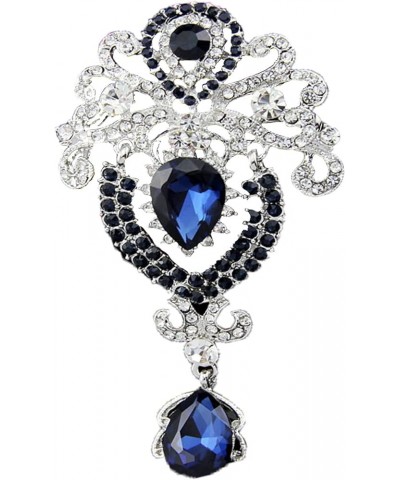 Women Crystal Bouquet Brooch Pin All-Match Accessories Rhinestone Brooches and Pins one size Dark Blue B $9.85 Brooches & Pins