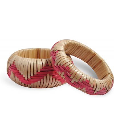 Veracious Passion - Handwoven Zig Zag Patterned Wooden | Rattan Bracelet Set for Women $13.51 Bracelets