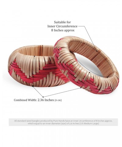 Veracious Passion - Handwoven Zig Zag Patterned Wooden | Rattan Bracelet Set for Women $13.51 Bracelets