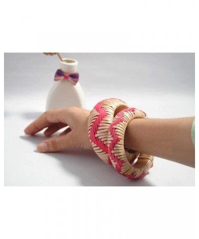 Veracious Passion - Handwoven Zig Zag Patterned Wooden | Rattan Bracelet Set for Women $13.51 Bracelets