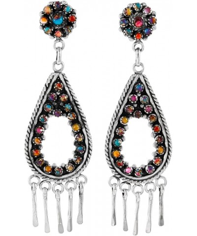 Turquoise Earrings 925 Sterling Silver & Genuine Gemstone LARGE-Rainbow Spiny $29.70 Earrings