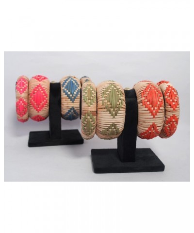 Veracious Passion - Handwoven Zig Zag Patterned Wooden | Rattan Bracelet Set for Women $13.51 Bracelets