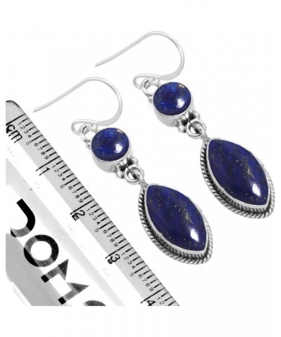 925 Sterling Silver Handmade Drop Dangle Earring for Women 2 Gemstone Statement Jewelry for Gift (98552_E) Lapis $18.26 Earrings