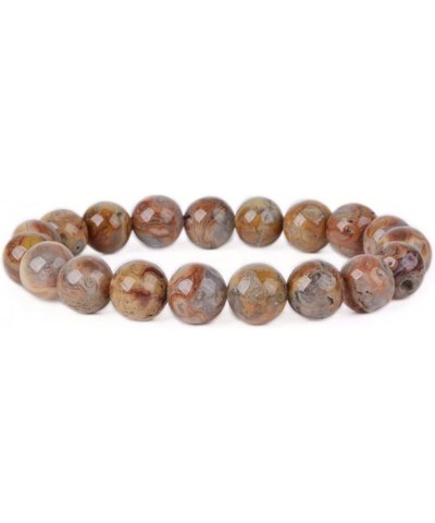 Gem Semi Precious Gemstone 10mm Round Beads Stretch Bracelet 7 Inch Unisex Redish Crazy Lace Agate $9.66 Bracelets