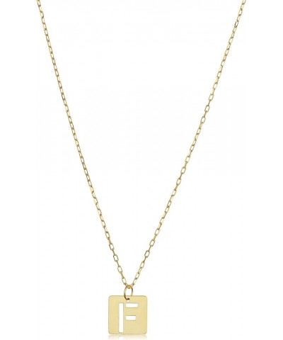 14k Yellow Gold Square Tile Initial Cut-out Letter Alphabet Necklace for Women (adjusts to 16 or 18 inch) F $51.80 Necklaces