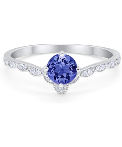 Art Deco Chevron Midi V Ring Stacking Round Cubic Zirconia 925 Sterling Silver Simulated Tanzanite CZ $11.25 Rings