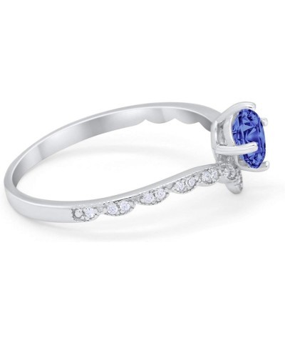 Art Deco Chevron Midi V Ring Stacking Round Cubic Zirconia 925 Sterling Silver Simulated Tanzanite CZ $11.25 Rings