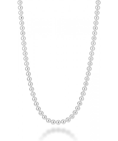 Italian 925 Sterling Silver Handmade 3mm Bead Ball Strand Chain Necklace for Women, Made in Italy Length 16 Inches (X-Small) ...