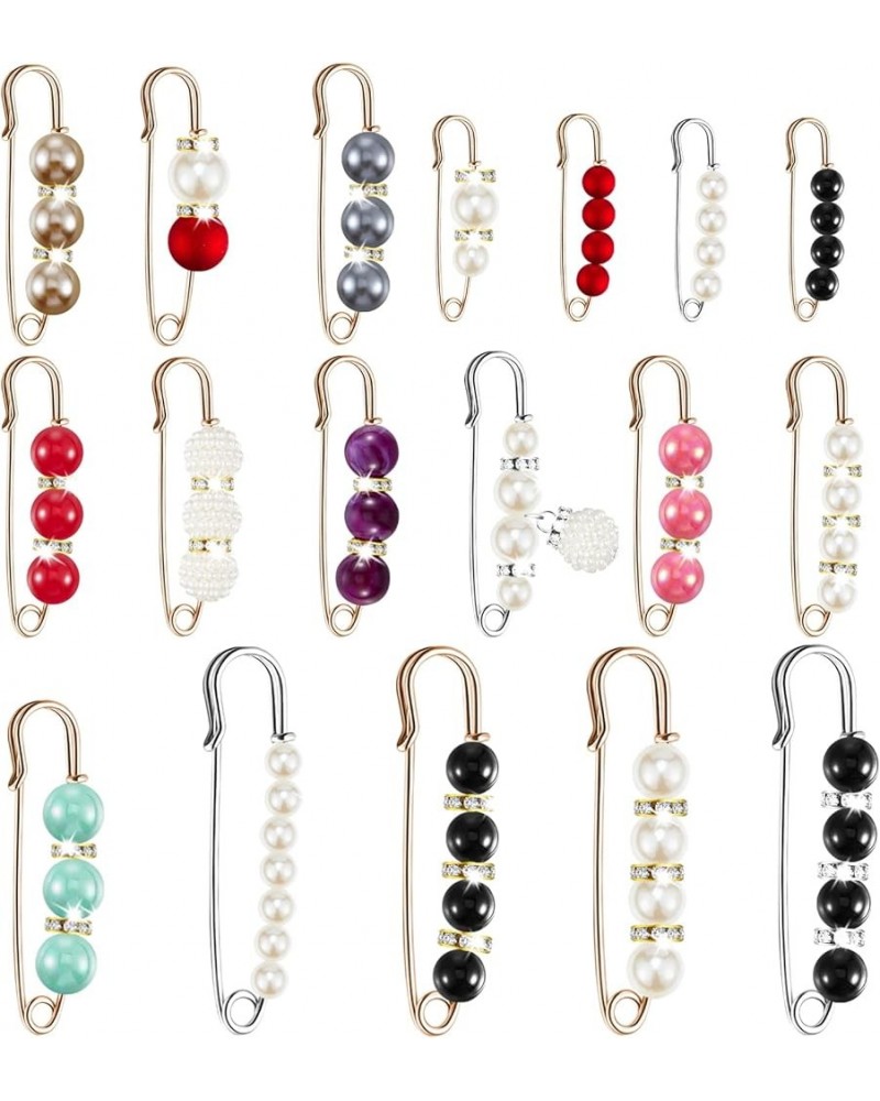 18 Piece Pearl Brooch Pins Women Decorative Safety Pins Clothing Shawl Clips Artificial Pearls Brooch Elegant Pearl Cardigan ...