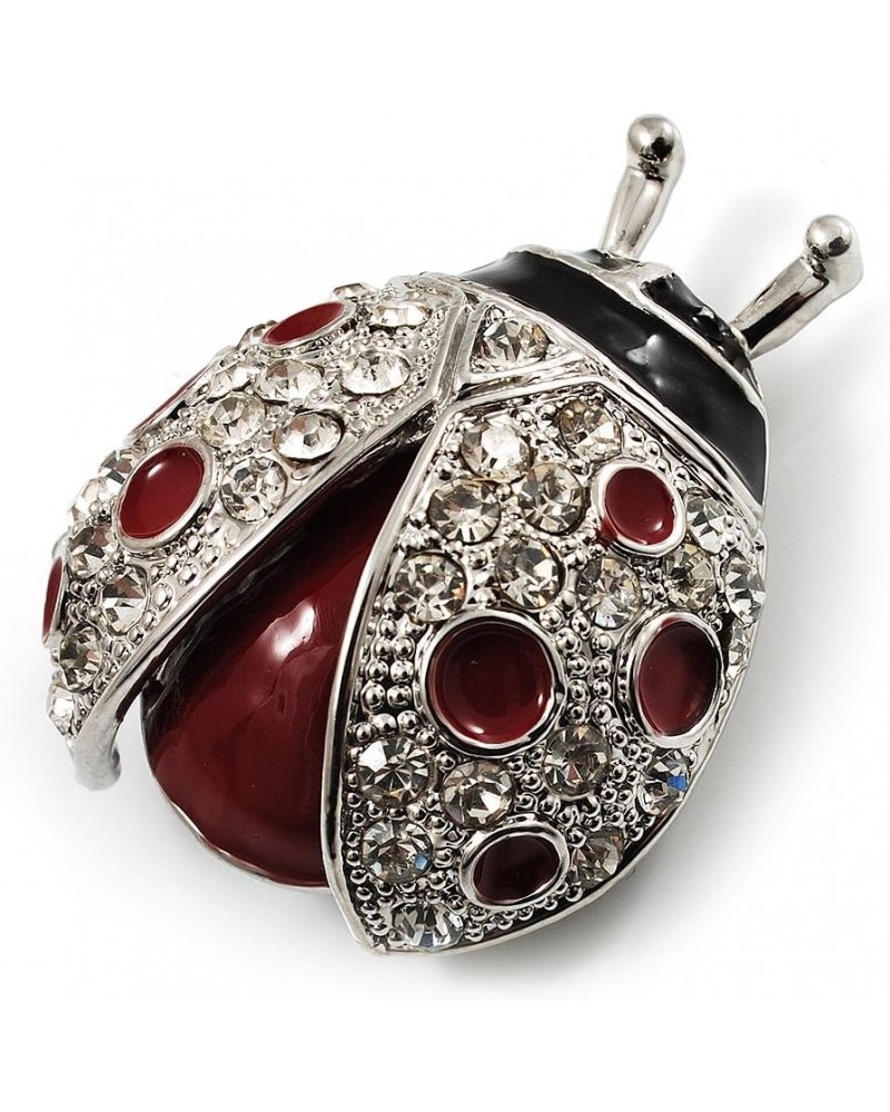 Red Enamel Ladybug Brooch (Silver Tone) $18.75 Brooches & Pins