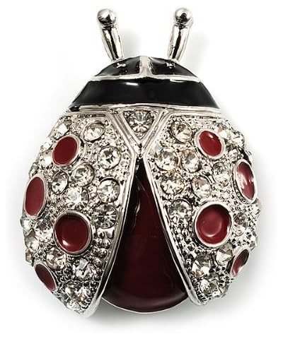 Red Enamel Ladybug Brooch (Silver Tone) $18.75 Brooches & Pins