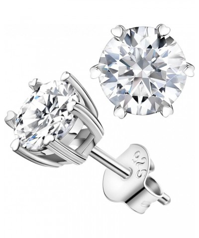 Moissanite Earrings - 0.6ct-4ct D Color Lab Created Diamond Earrings Studs 925 Sterling Silver Solitaire Moissanite Stud Earr...