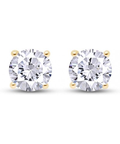 Round Shape Stud Earrings In 14K Yellow Gold Over Sterling Silver (1 Ct) Cubic Zirconia $13.20 Earrings