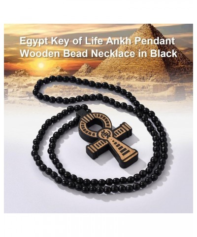 Men/Women Wood Bead Cross/Egyptian Ankh Rosary Necklace, Charms 36" Chain, Send Gift Box B: Egyptian cross $8.54 Necklaces