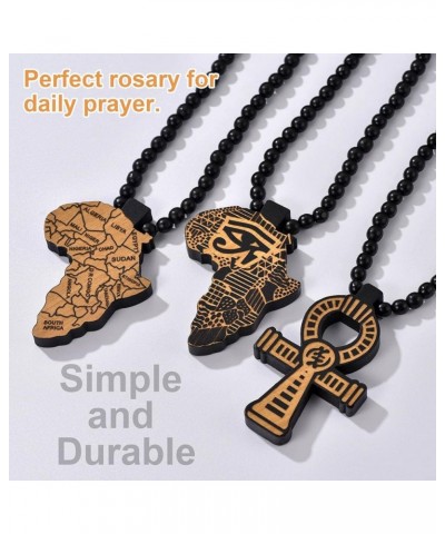 Men/Women Wood Bead Cross/Egyptian Ankh Rosary Necklace, Charms 36" Chain, Send Gift Box B: Egyptian cross $8.54 Necklaces