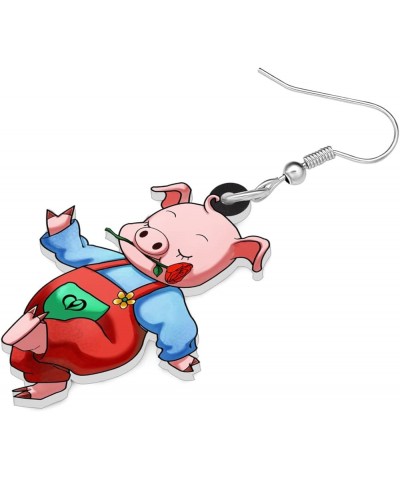 Acrylic Drop Dangle Farm Animals Cute Pig Earrings Jewelry For Women Girls Kids Gift Charms Coral $6.62 Earrings