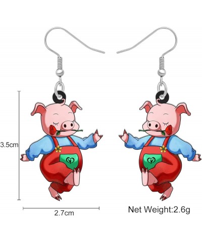 Acrylic Drop Dangle Farm Animals Cute Pig Earrings Jewelry For Women Girls Kids Gift Charms Coral $6.62 Earrings