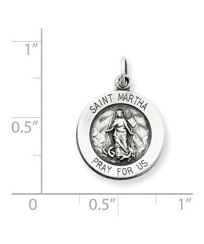 Sterling Silver Round Antiqued Medal Pendant Necklace Chain Included Saint Martha $19.20 Necklaces