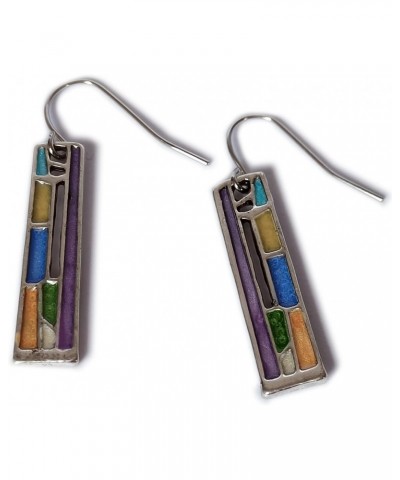 Dangle Earrings For Women Girls-Colored Geometric Patterns Rectangular Dangle Hypoallergenic Earring Fashion Clip Girl Dangle...