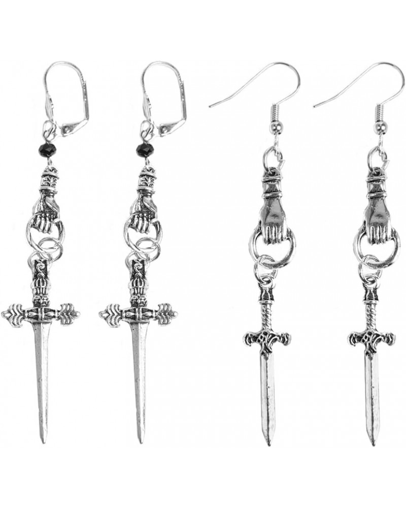 2Pcs Hand & Moon Sword Earrings Sword Earrings Crescent Moon Earrings -Goth Earrings $6.14 Earrings