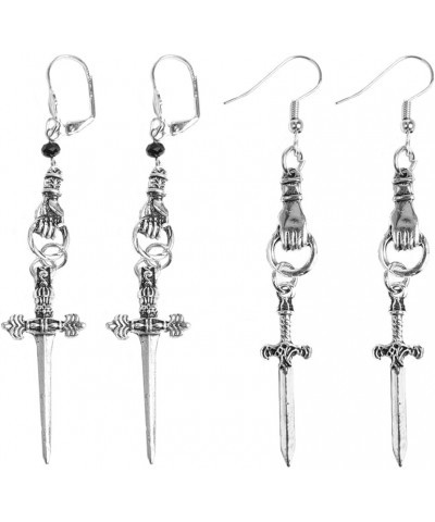 2Pcs Hand & Moon Sword Earrings Sword Earrings Crescent Moon Earrings -Goth Earrings $6.14 Earrings