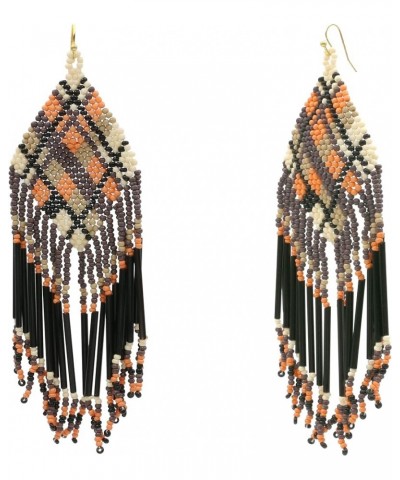 Colorful Plaid Seed Bead Fringe Earrings Multicolor 2 $11.43 Earrings