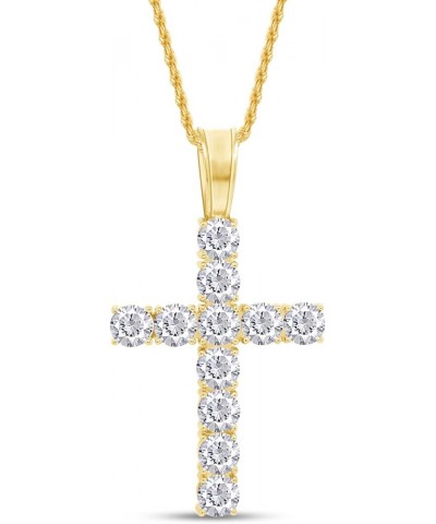 8 1/4 Carat Round Cut Lab Created Moissanite Diamond Cross Pendant Necklace In 14k Gold Over 925 Sterling Silver Jewelry With...