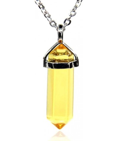 Gemstone Hexagonal Pointed Reiki Chakra Pendant Necklace 18 Synthetic Glass Citrine $6.59 Necklaces