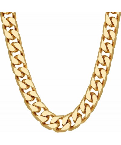 Miami Curb Square Cut Cuban Link Chain Necklaces 24k Gold Plated (5mm & 9.5mm) 26 inches 9.5mm Gold $50.14 Necklaces