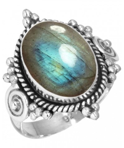 925 Sterling Silver Statement Ring for Women 10x14 Oval Gemstone Handmade Jewelry for Gift (99016_R) Labradorite $14.96 Rings