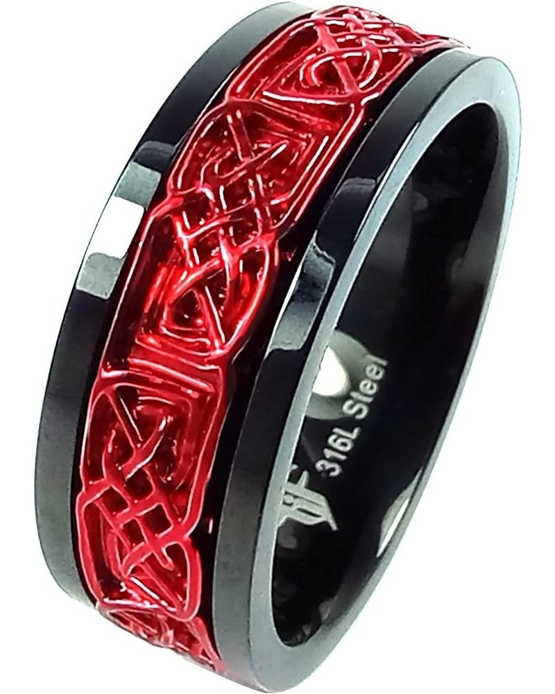 Red Viking Spinner Ring Black 316L Surgical Stainless Steel Mens Womens Celtic Norse Anti Anxiety Band Sizes 5-17 12 $12.74 R...