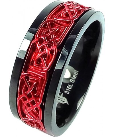 Red Viking Spinner Ring Black 316L Surgical Stainless Steel Mens Womens Celtic Norse Anti Anxiety Band Sizes 5-17 12 $12.74 R...