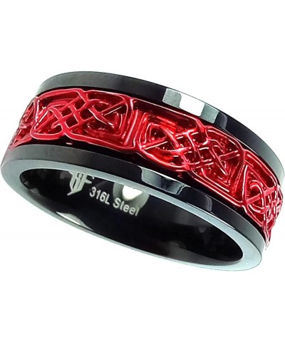 Red Viking Spinner Ring Black 316L Surgical Stainless Steel Mens Womens Celtic Norse Anti Anxiety Band Sizes 5-17 12 $12.74 R...