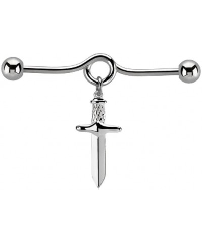 14GA Stainless Steel Loop with Dangling Dagger Industrial Barbell $9.05 Body Jewelry